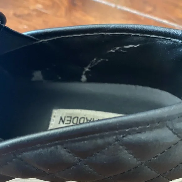 Black quilt style slip on tennis shoes good shape with a couple small scuffs - Picture 7 of 8